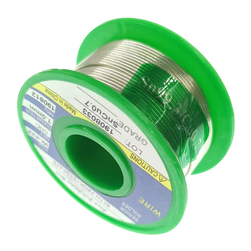 Fil à souder sans plomb 50 g — âme décapante, Ø 0,5 à 2,0 mm