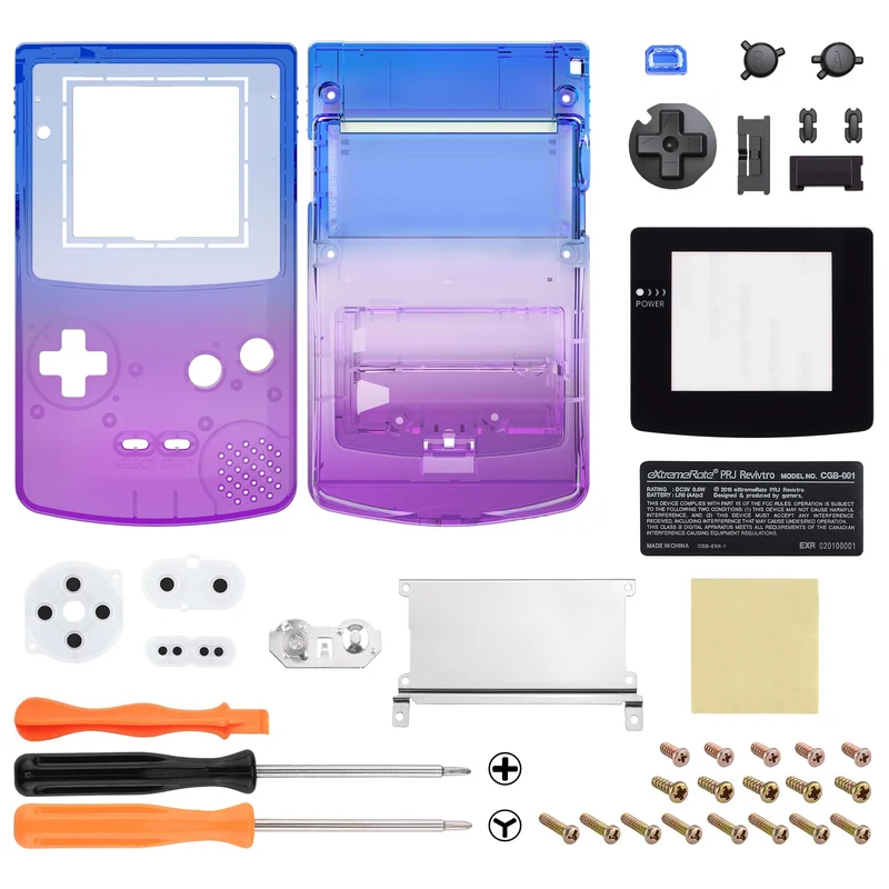 Coque complète Game Boy Color IPS-ready — eXtremeRate, boutons inclus