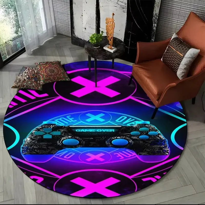 Tapis de sol rond motif manettes de jeu – Ø 40 à 140 cm