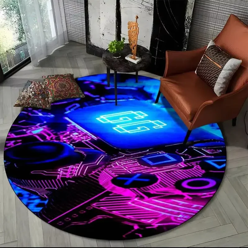 Tapis de sol rond motif manette rétro – Ø 40 à 140 cm