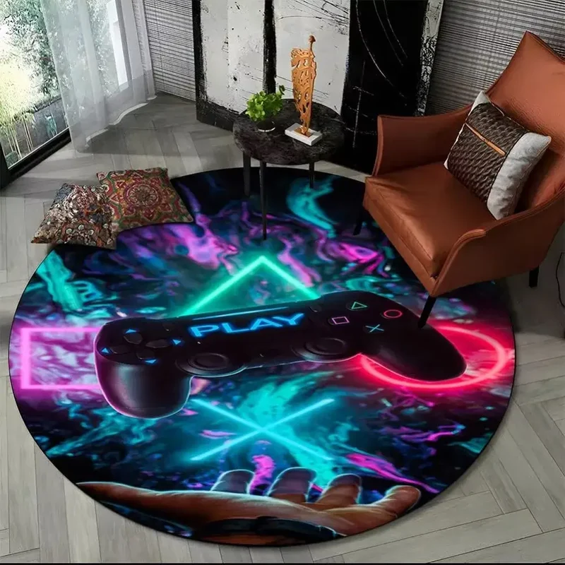 Tapis de sol rond motif manettes de jeu – Ø 40 à 140 cm
