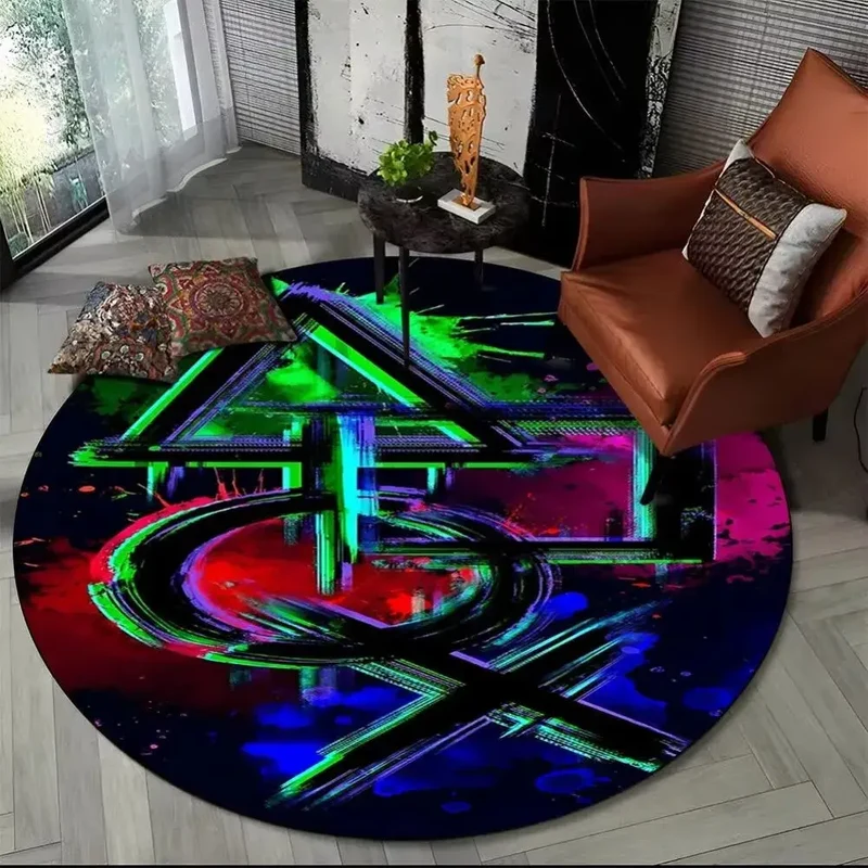 Tapis de sol rond motif logo gaming – Ø 40 à 140 cm