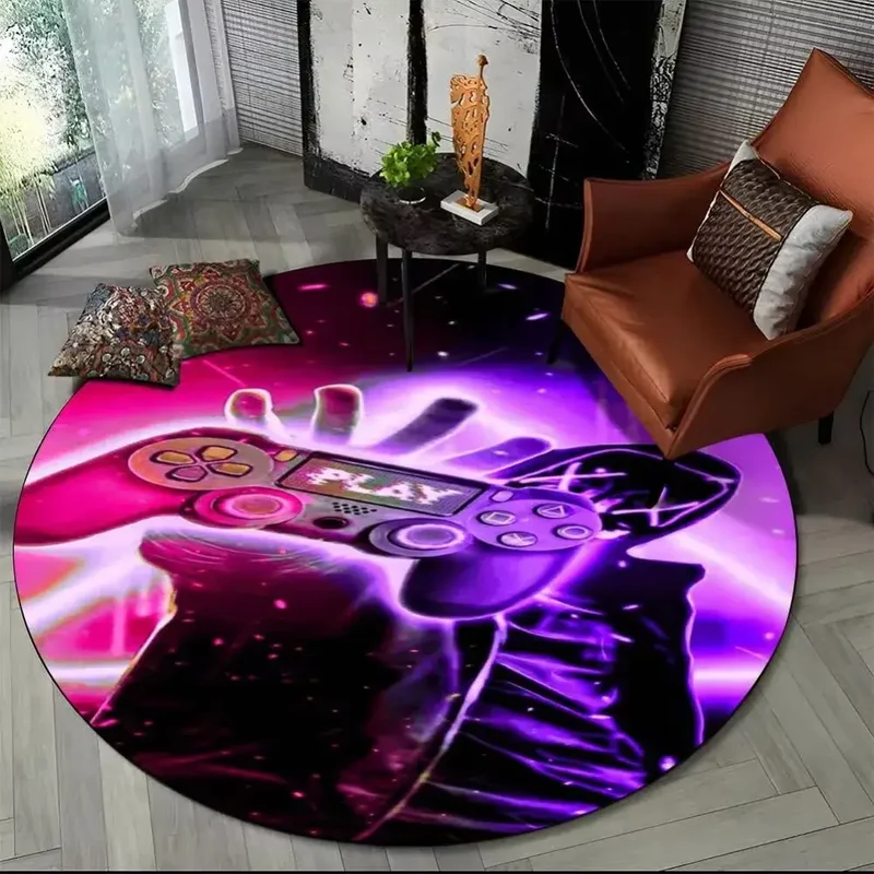 Tapis de sol rond motif manettes de jeu – Ø 40 à 140 cm