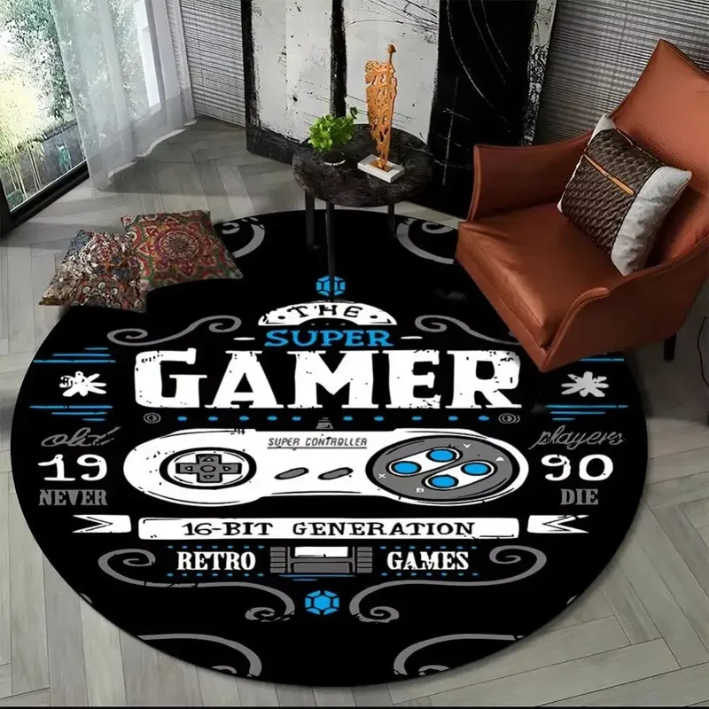 Tapis de sol rond motif manette rétro – Ø 40 à 140 cm