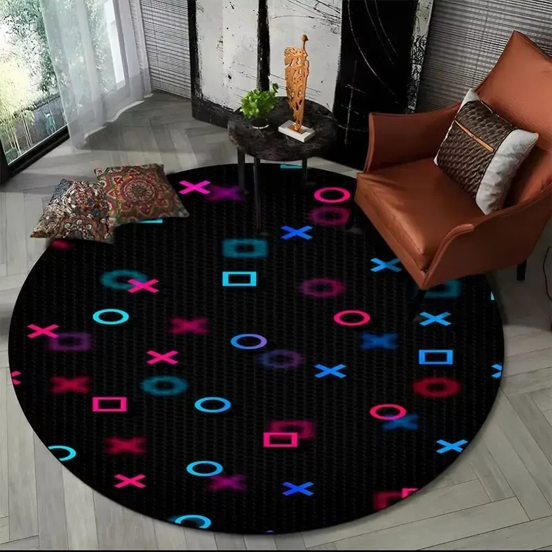 Tapis de sol rond motif logo gaming – Ø 40 à 140 cm