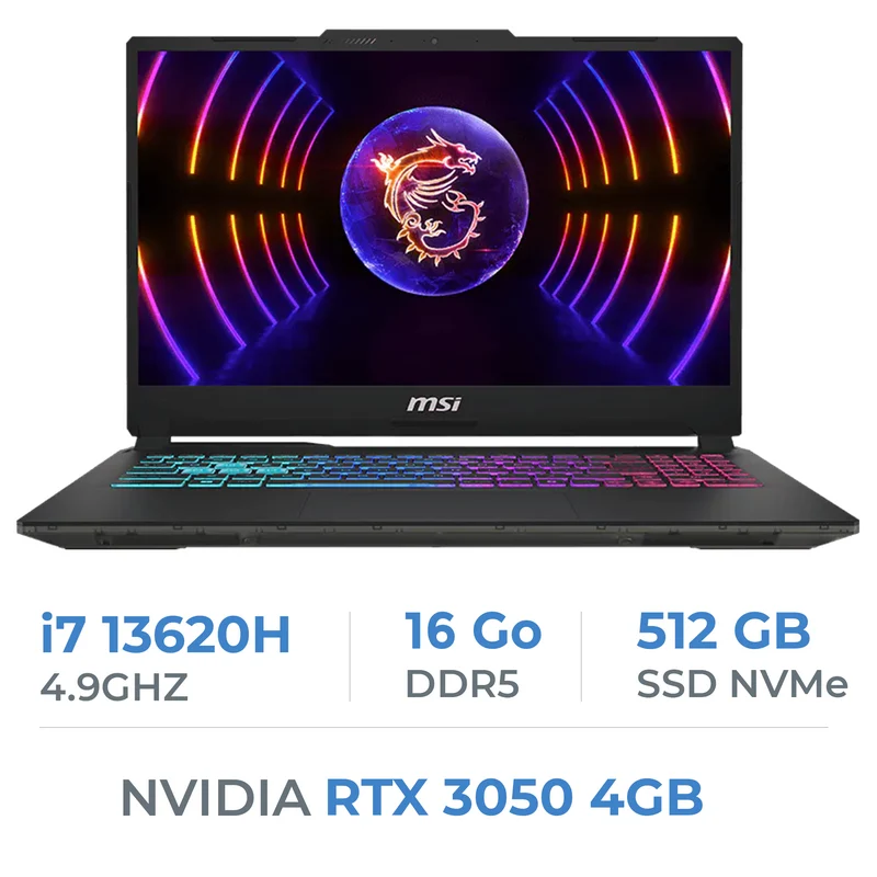MSI Cyborg 15 A13UC-2483FRNN i7-13620H/16GB DDR5/512GB SSD/RTX 3050 4GB/15.6" FHD 144Hz/Win11
