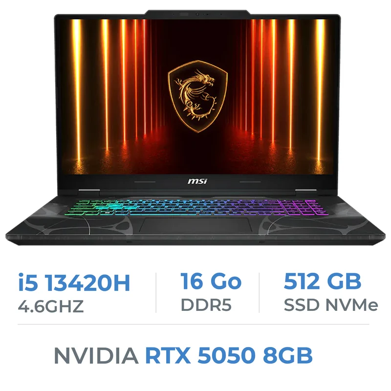 MSI Cyborg 15 B13WEKG-1249FRNN i5-13420H/16GB DDR5/512GB SSD/RTX 5050 8GB/15.6" FHD 144Hz/Win11