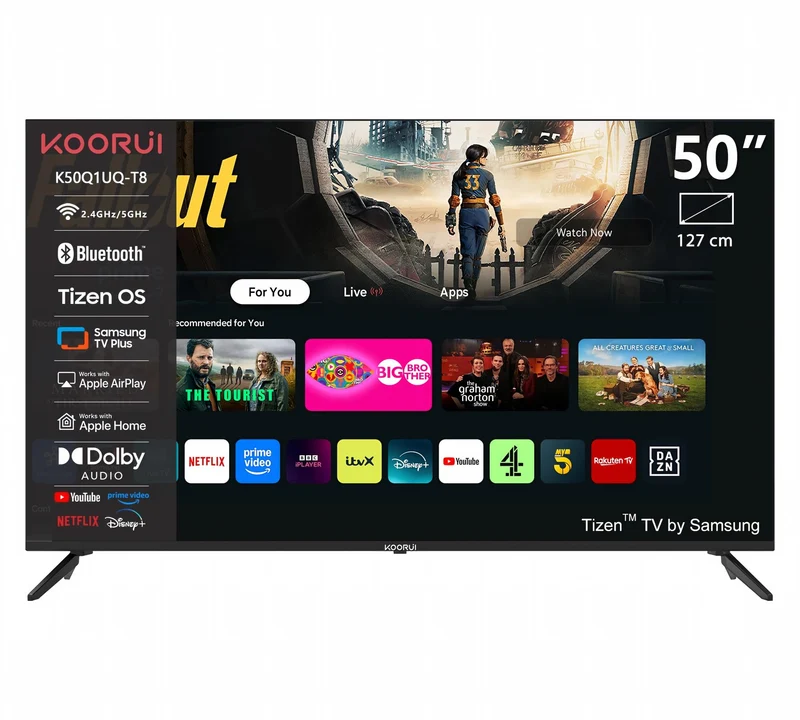 KOORUIK 50Q1UQ-T8, 50 pouces, 4K QLED, TIZEN TV, K50Q1UQ-T8, Son dynamique avec Dolby Audio, Finition métallique haut de gamme