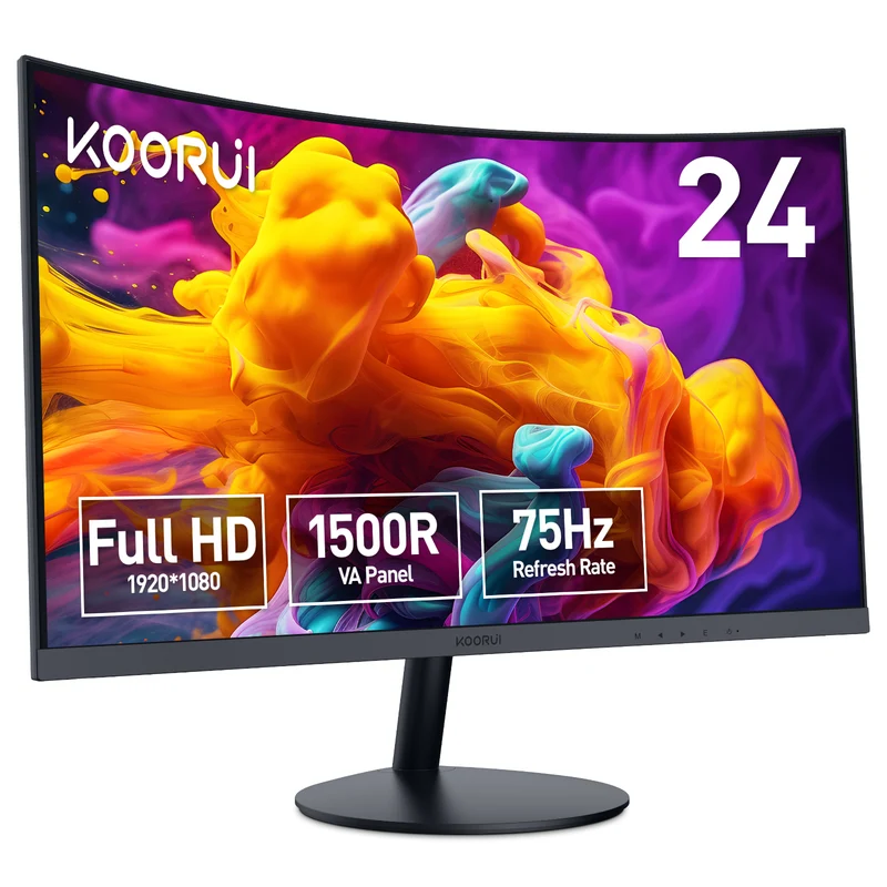 KOORUI 24N5CA Moniteur de gaming incurvé VA FHD 75 Hz 1500R de 24 pouces