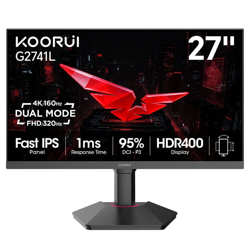 KOORUI G2741L Moniteur de jeu 27 pouces IPS 4K UHD double mode 160 Hz + UHD / 320 Hz + FHD