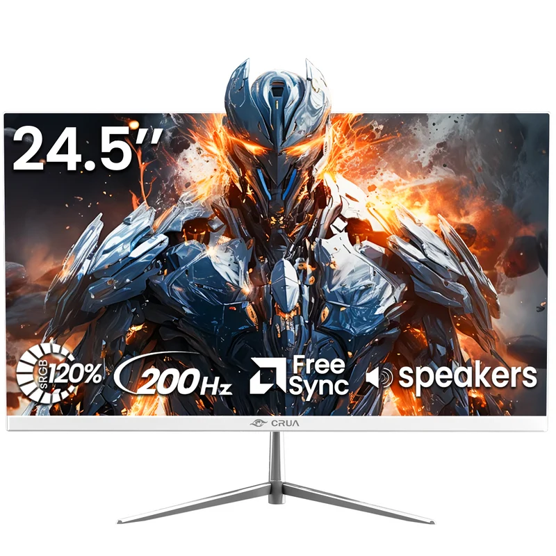 CRUA 24.5 Inch Gaming Monitor, IPS FHD 200Hz,120% sRGB, FreeSync,(HDMI, DP), Built-in Speakers