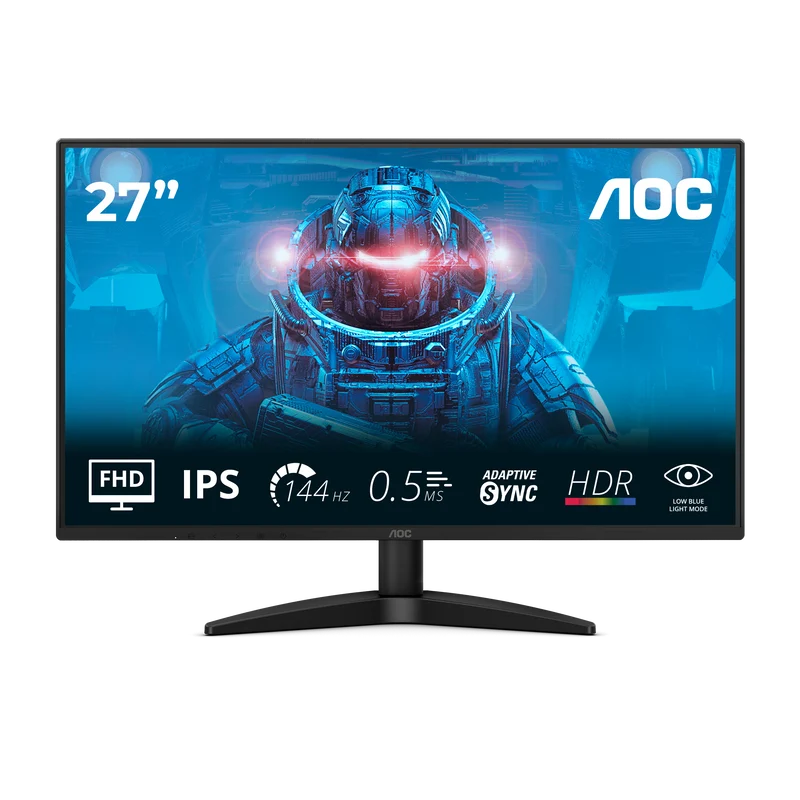 Écran PC 27" AOC Basic B3 27B36X - Full HD 1080p 144Hz - HDMI/DisplayPort - Haut-parleurs - Noir