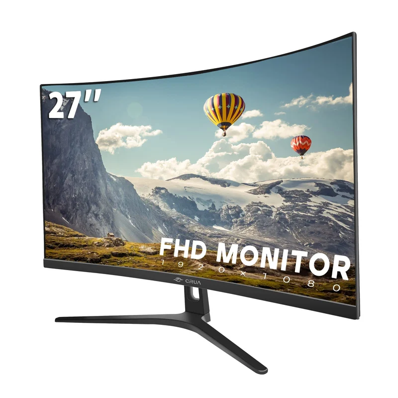CRUA 27" FHD 1080P 100Hz Curved Computer Monitor, 1800R, HDMI/VGA, Black VA Screen, 120%sRGB, Low Blue Light, Three-Sided Narrow Bezel and 100x100mm Wall Mount for Office, Dormitory, Movies and Work