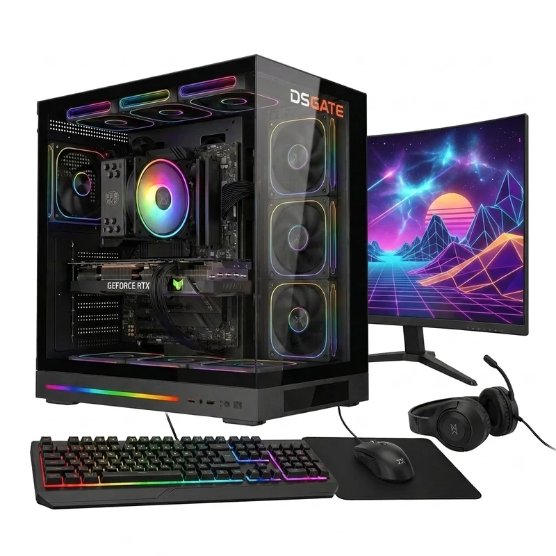 Pack PC Gamer DSGate Cloud IV - AMD Ryzen 5 7500F - Radeon RX 9070 XT 16 Go - 32 Go DDR5 - SSD 1 To - Écran 24,5 pouces - Clavier et souris - Windows 11
