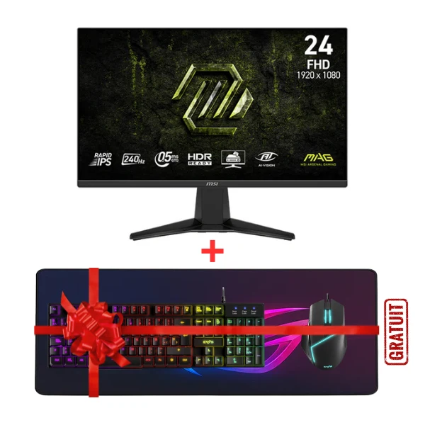 MSI MAG 245F X24 24" Rapid IPS 240Hz + Energy Sistem ESG K2 + Energy Sistem ESG M2 + ROG Mousepad RG5 (XL)