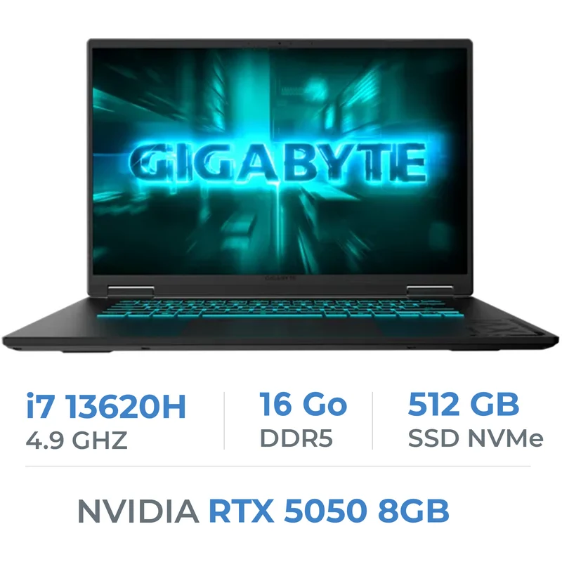 Gigabyte GAMING A16 CTH-I3FR893SS i7-13620H/16GB DDR5/512Go SSD/RTX 5050 8Go/16" 165Hz