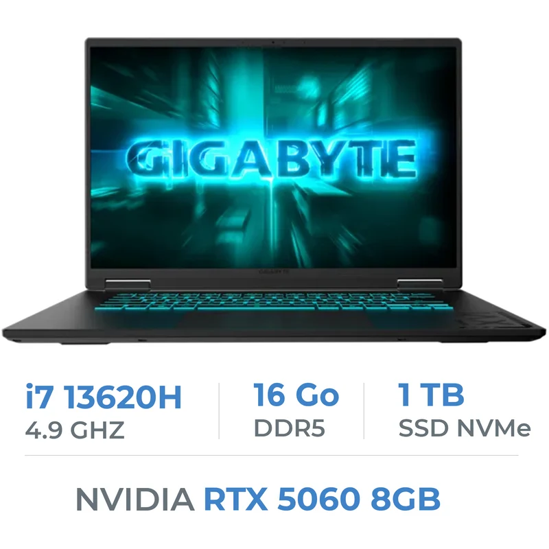 Gigabyte GAMING A16 CVH-I3FR894SS i7-13620H/16GB DDR5/1TB SSD/RTX 5060 8Go/16" 165Hz