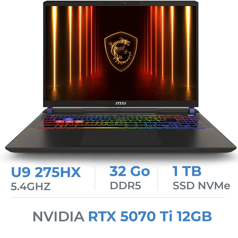 MSI Vector 16 HX AI A2XWHG-683MA Ultra 9 275HX/32GB DDR5/1TB SSD/RTX 5070Ti 12GB/16" 240Hz/Win11