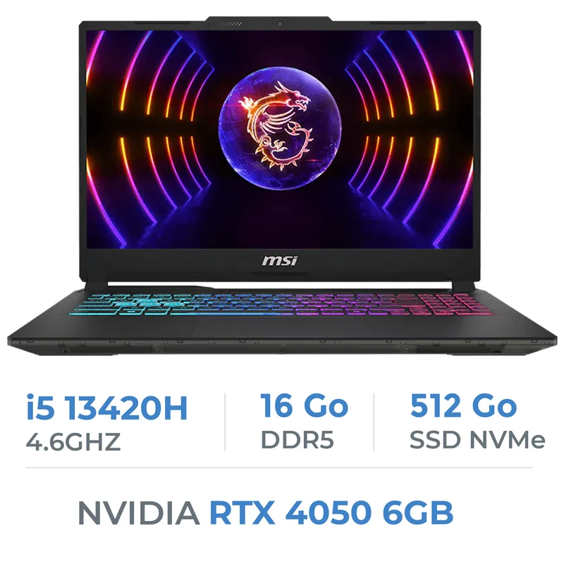 MSI Cyborg 15 A13VE-2227XMA i5-13420H/16GB DDR5/512GB SSD/RTX 4050 6GB/15.6" 144Hz/FreeDos