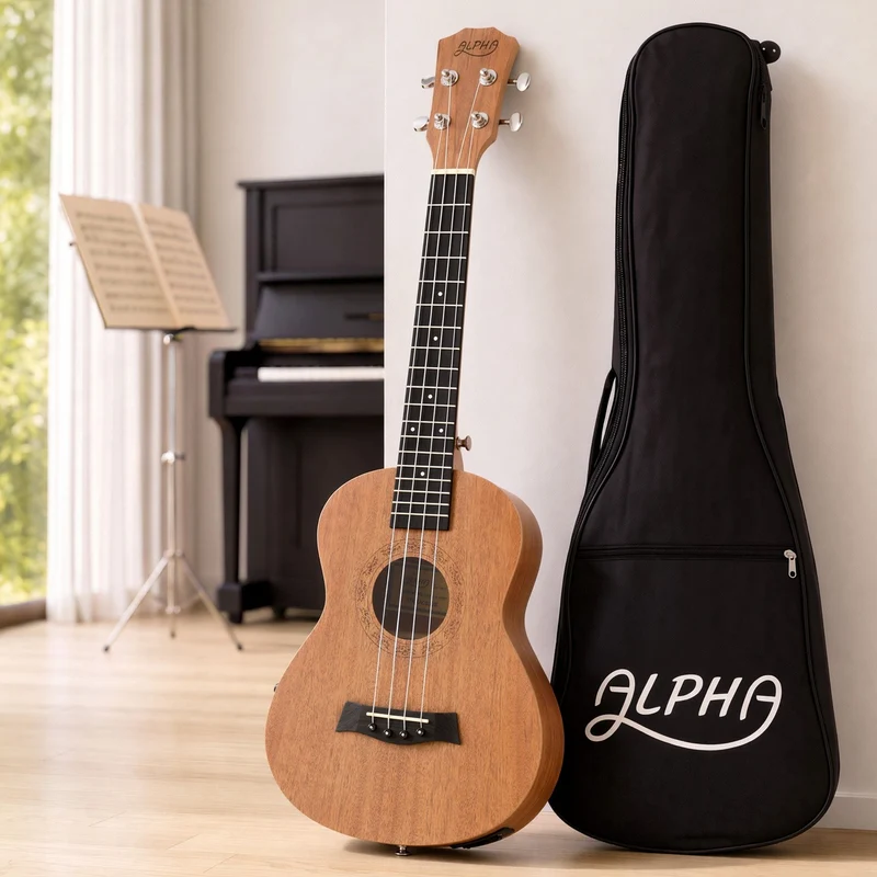 Alpha 26 Inch Solid Mahogany Tenor Ukulele Electric Acoustic EQ System