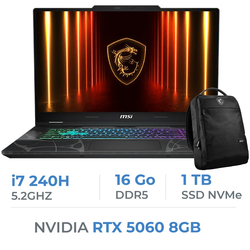 MSI CYBORG 15 B2RWEKG-095MA Intel Core 7 240H/16GB DDR5/1TB SSD/RTX 5060 8GB/15.6" 144Hz/Win11