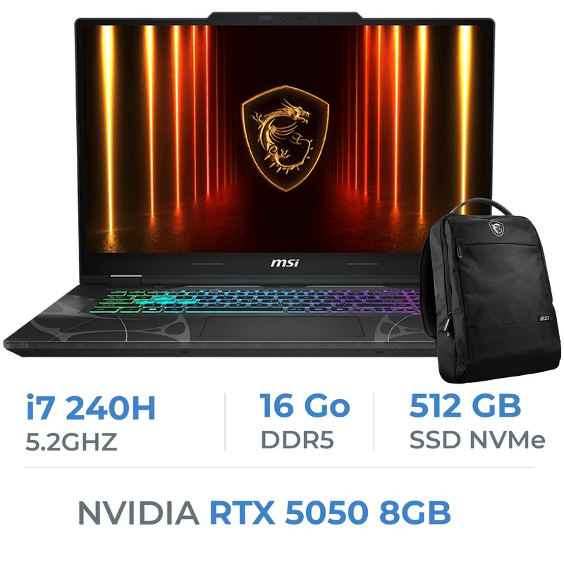 MSI CYBORG 15 B2RWEKG-094MA Intel Core 7 240H/16GB DDR5/512GB SSD/RTX 5050 8GB/15.6" 144Hz/Win11