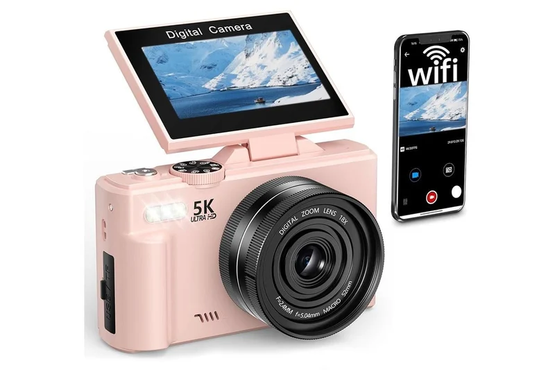 5K Digital Camera with 180-degree Flip Screen Vlogging Camera