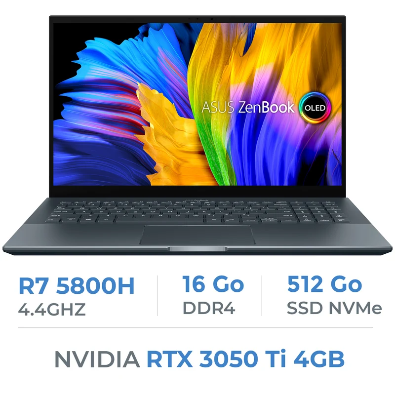 Asus Zenbook Pro 15 OLED UM535QE-KJ179W R7 5800H/16GB DDR4/512GB SSD/RTX 3050 Ti 4GB/15.6" FHD 60Hz