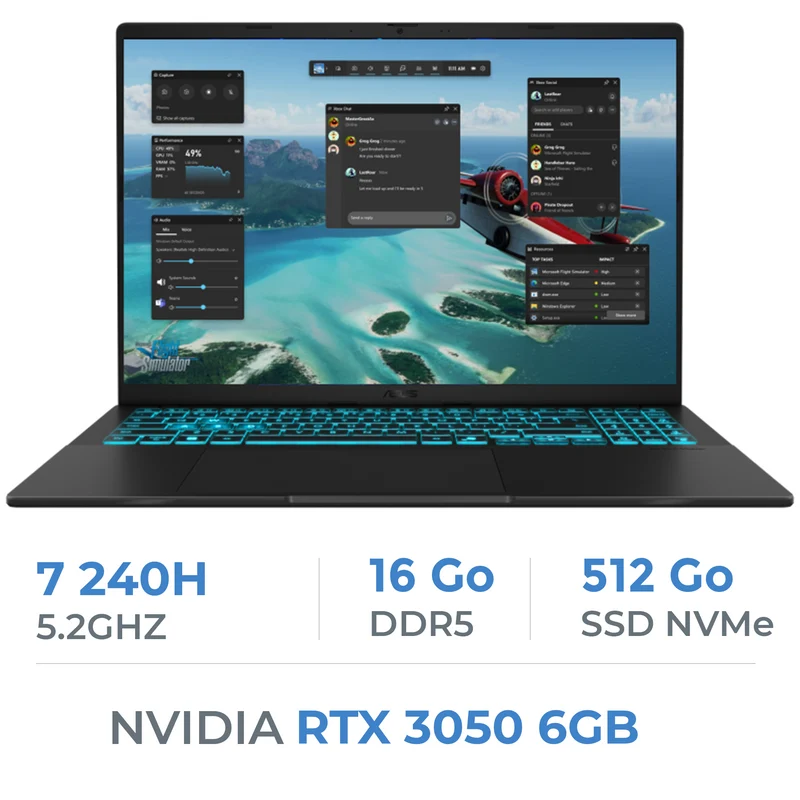 ASUS Vivobook V16 V3607VJ Intel Core 7 240H/16Go DDR5/512GB SSD/RTX 3050 6G/16" 144Hz