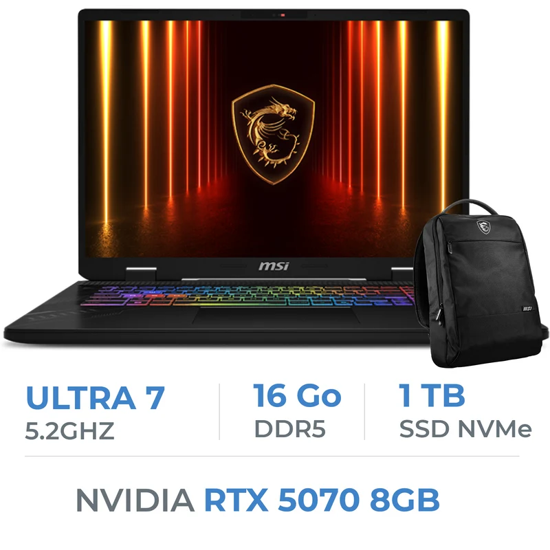 MSI CROSSHAIR 17 HX-AI-D2XWGKG-044MA/Ultra 7-255HX/16GB DDR5/1TB SSD/RTX 5070/17" 240Hz
