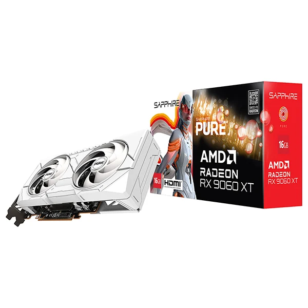 Sapphire PURE AMD Radeon RX 9060 XT OC 16GB (Blanc)