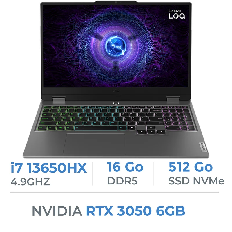 Lenovo Loq 15IRX9 i7-13650HX/16GB DDR5/512GB SSD/RTX 3050 6GB/15.6" 144Hz FHD