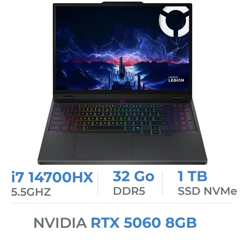 Lenovo Legion 5 15IRX10 i7-14700HX/32GB DDR5/1TB SSD/RTX 5060 8G/15.1" WQXGA 165Hz Noir