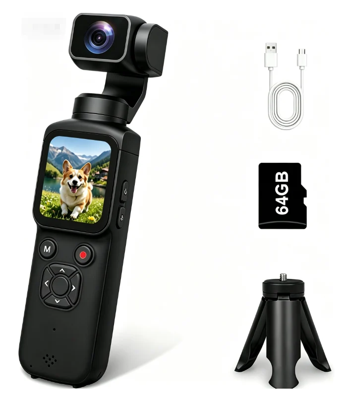 Black AT-M105 4K Gimbal Vlog Camera 64GB