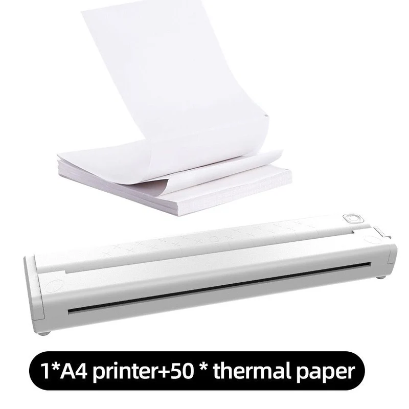 White Portable A4 Thermal Printer with Bluetooth Wireless Connectivity