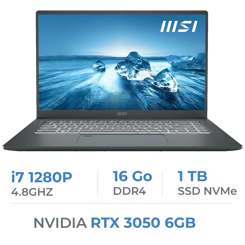 MSI Prestige 15 A12UC-076MA i7-1280P/16GB/1 TB SSD/RTX3050 6GB/15.6'' 60Hz IPS