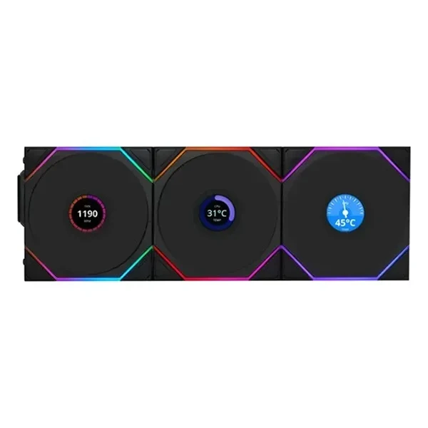 Lian Li Uni Fan TL LCD 120 Wireless RGB Noir (Pack de 3)