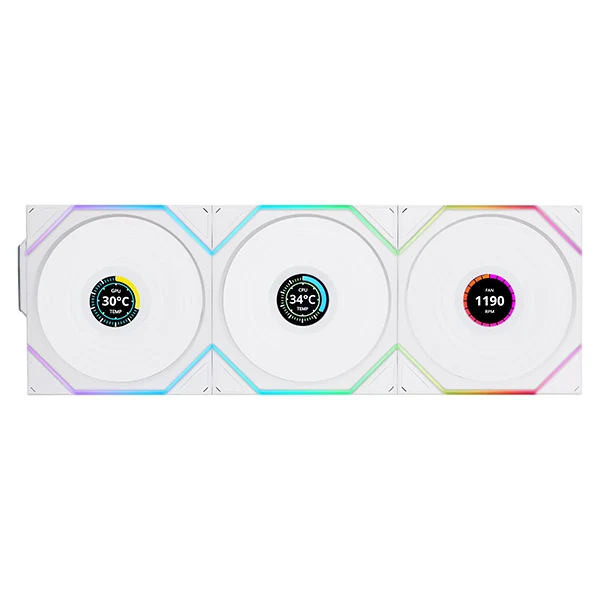 Lian Li Uni Fan TL-LCD 120 Wireless Reverse Blanc (Pack de 3)
