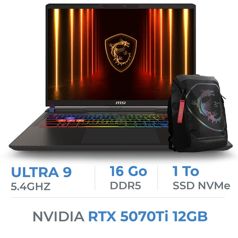 MSI Vector 16 HX AI A2XWIG-418MA Ultra 9-275HX/16GB DDR5/1TB SSD/RTX 5070Ti/16" QHD+ 240Hz