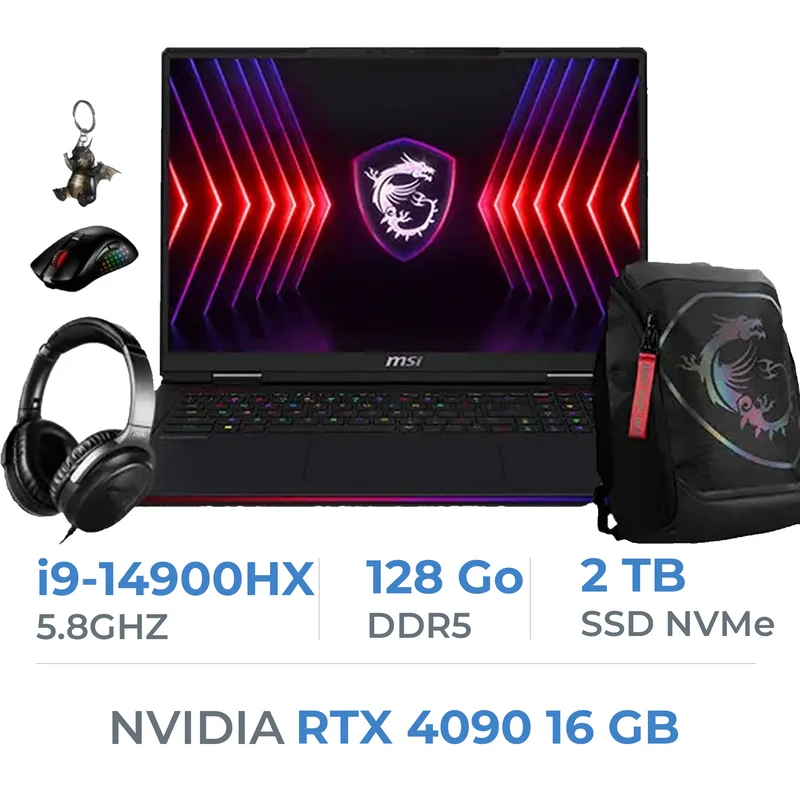 MSI Raider 18 HX A14VIG-408ES i9-14900HX/128GB DDR5/2TB SSD/RTX 4090 16GB/18″ 120Hz