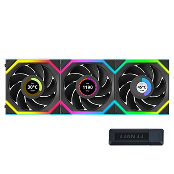 Lian Li Uni Fan SL Wireless LCD 120 Noir (Triple Pack)