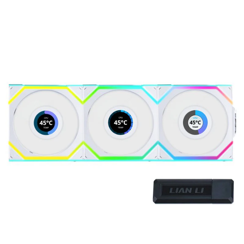 Lian Li Uni Fan SL Wireless LCD 120 Blanc (Triple Pack)