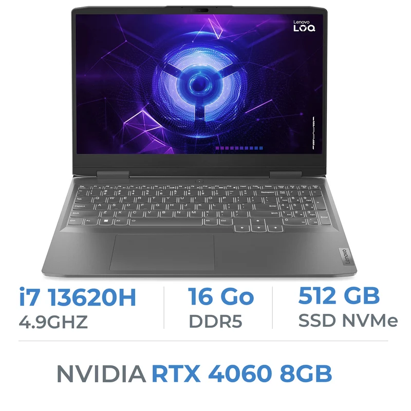 Lenovo LOQ 15IRH8 Intel i7-13620H/16GB/512GB SSD/RTX4060/15.6''(SANS EMBALLAGE)