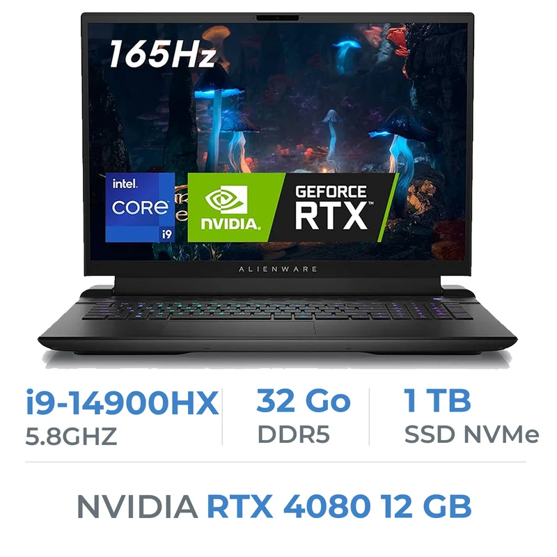 Dell Alienware M18 R2 Intel Core i9-14900HX/32GB/1TB SSD/RTX4080/18" QHD 165Hz (Neuf SANS EMBALLAGE)