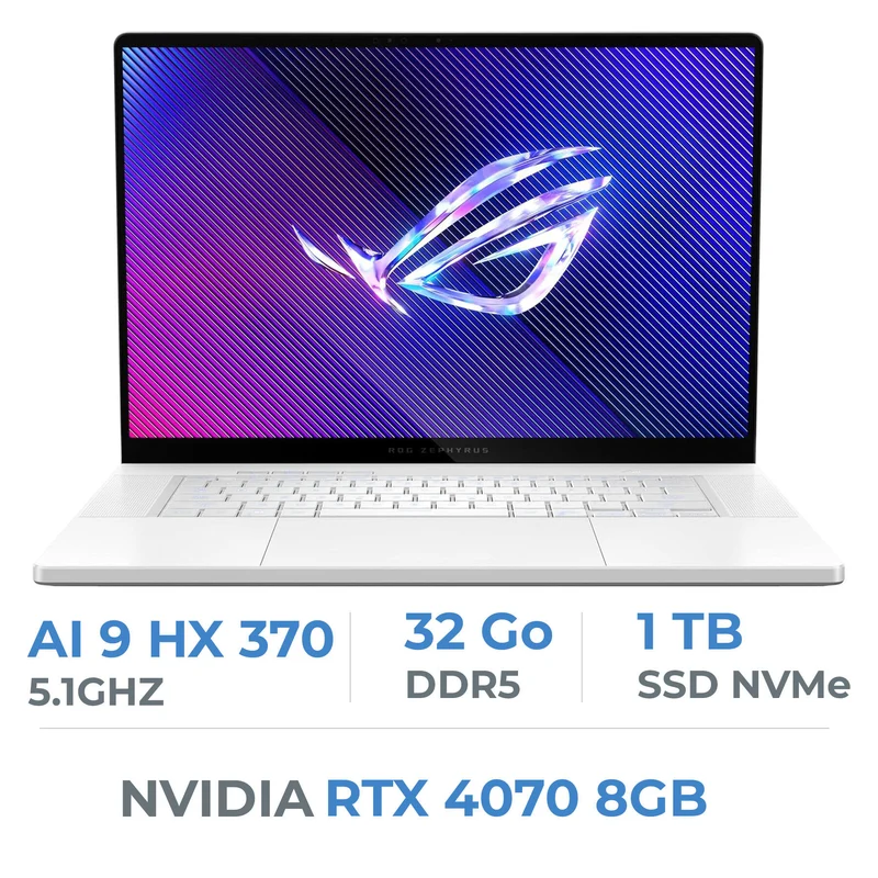 ASUS ROG Zephyrus G16 GA605WI-DR1W AI 9 HX 370/32GB/1TB SSD/RTX 4070/16" OLED (NEUF SANS EMBALLAGE)