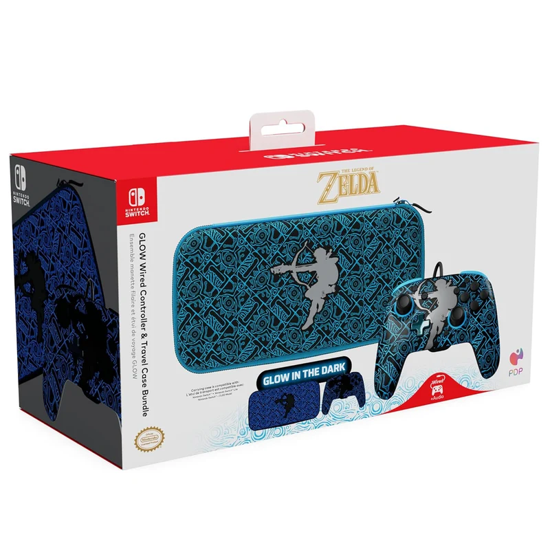 Nintendo GLOW Wired Controller & Travel Case Bundle