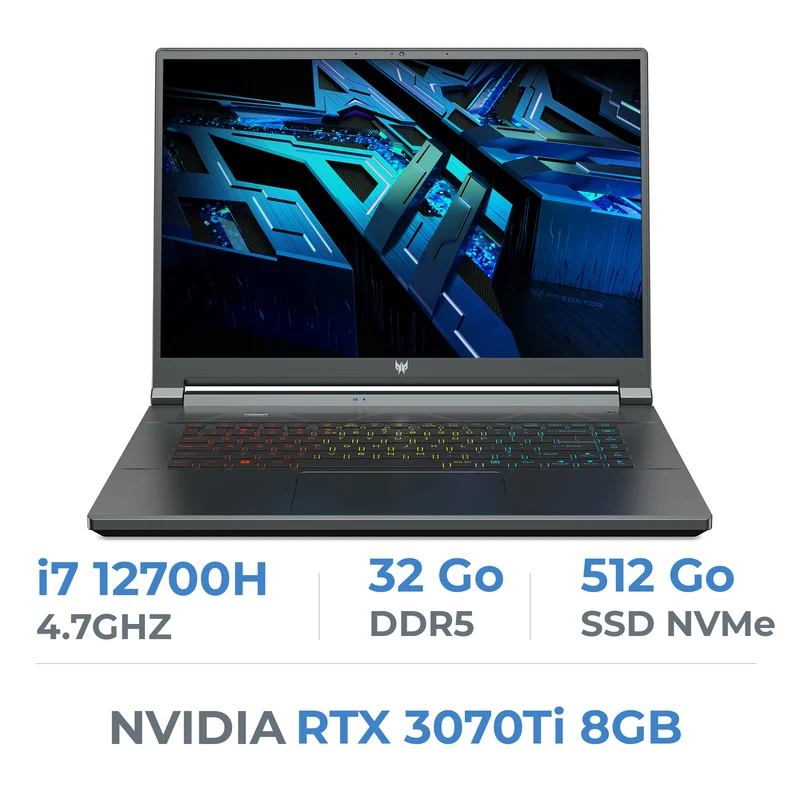 Acer Predator Triton 500 PT516-52s-78D9 i7 12700H/32GB/512Go/3070Ti 8GB/16" QHD 240 hz (Neuf Sans emballage)