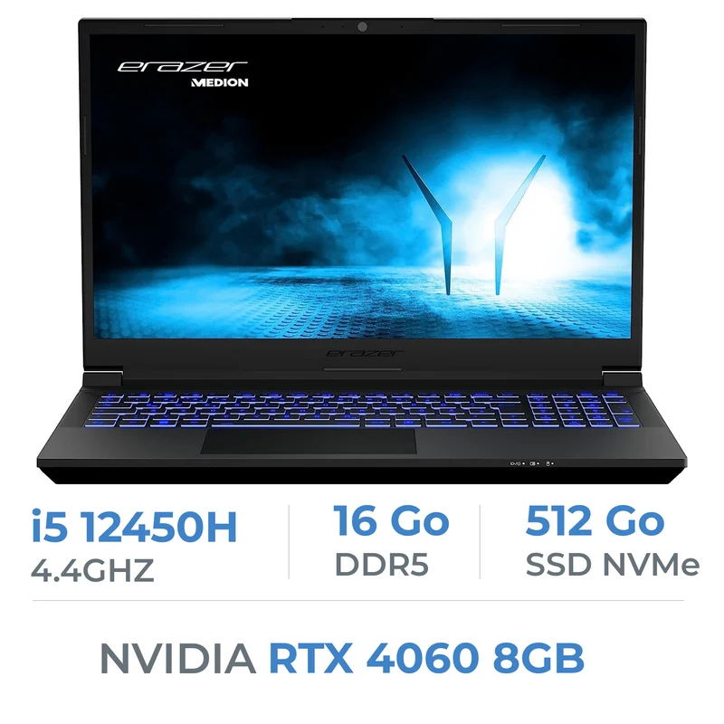 Medion Erazer DEPUTY P40 MD62564 i5-12450H/16GB/512Go SSD/RTX 4060 8GB/15.6'' 144Hz (SANS EMBALLAGE)