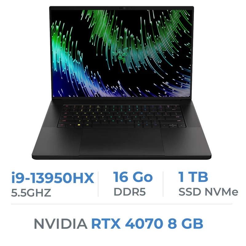 Razer Blade 16 RZ09-0483SFH3-R3F1 i9 13950HX/16Go/1TB SSD/RTX 4070 8GB/16" QHD+ 240Hz (Neuf Sans emballage)