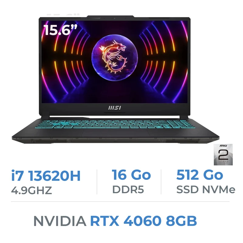 MSI CYBORG 15 A13VF-1473XMA i7 13620H/16GB DDR5/512GB/RTX4060 8GB 15.6" 144Hz